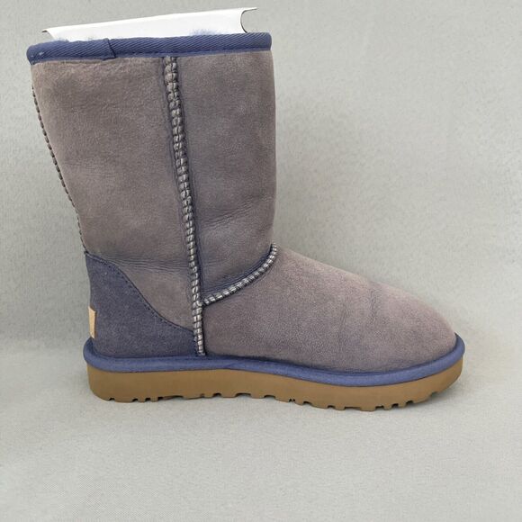 Womens UGG Boots Purple Classic Short Suede Wool Bold Blue Trim Malibu Boho Sz 6 - Picture 14 of 16